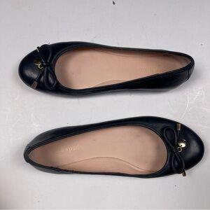 KATE SPADE NEW YORK Willa Black Leather Ballet Flats